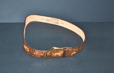 Vintage DAKOTA BELT CO Tooled "MIKE" Brown Leather Belt horse w/Buckle Snaps 26