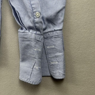 Vintage Giorgio Armani Dress Shirt 17 34/35 Blue Stripe Button Le