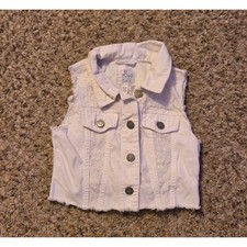 The Children's Place Denim Lace Cropped Vest Youth Size Medium (7/8) White