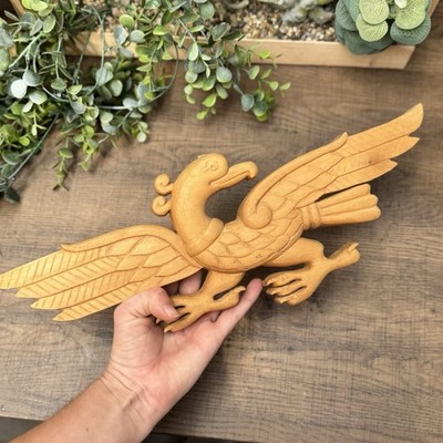 Handgeschnitzter Holz Adler Wandbehang dekorativer Vogel Plakette 16 Zoll