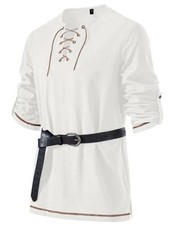 Mens Pure Cotton Vintage Shirt Renaissance Costume XX-Large Ivory White