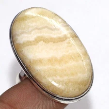 925 Silver Plated Laguna Lace Calcite Ring Handmade Jewelry Size US 9.5 MJ