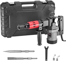 Electric Demolition Hammer 1000W Concrete Breaker with Chisel & Case
