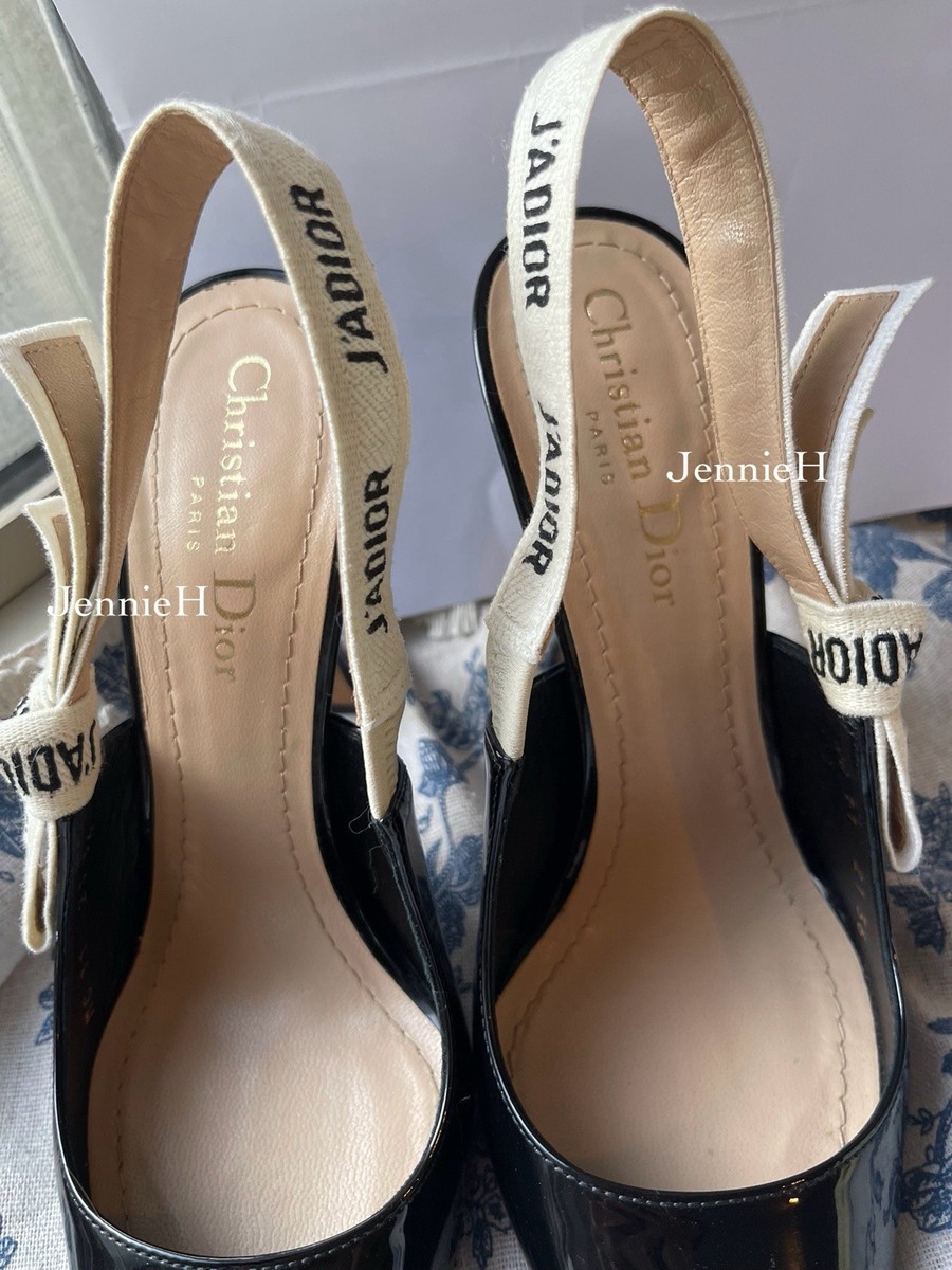 Flawless Authentic Dior Black Patent Slingback Pumps - Size 36