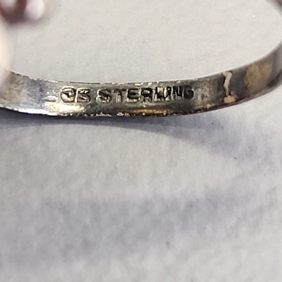 Anel de ágata musgo era art déco Otsby Barton OB 1930s prata esterlina 7 - Imagem 2 de 4