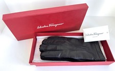 Salvatore Ferragamo Men's Lamb Nappa Leather Cashmere Gloves Sz 9 Italy NWT