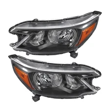 Labwork Set Left+Right Headlight For Honda CR-V 2012-2014 Halogen Black Housing