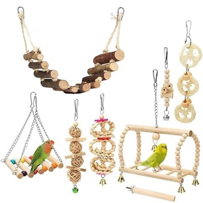 VogelPapageienSpielzeug, 8 Stück, VogelkäfigZubehör, Spielzeug, Barsch, Leite...