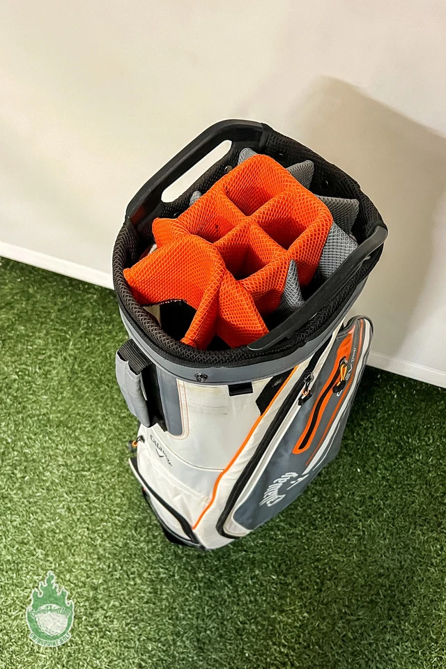 Bolsa de transporte usada 2023 Callaway CHEV 14 vias carrinho de golfe cinza/branco/laranja WildHorse - Imagem 4 de 4