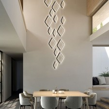 Black Modern Led Chandelier Chandelier For High Ceilings 22 Rings Pendant Light