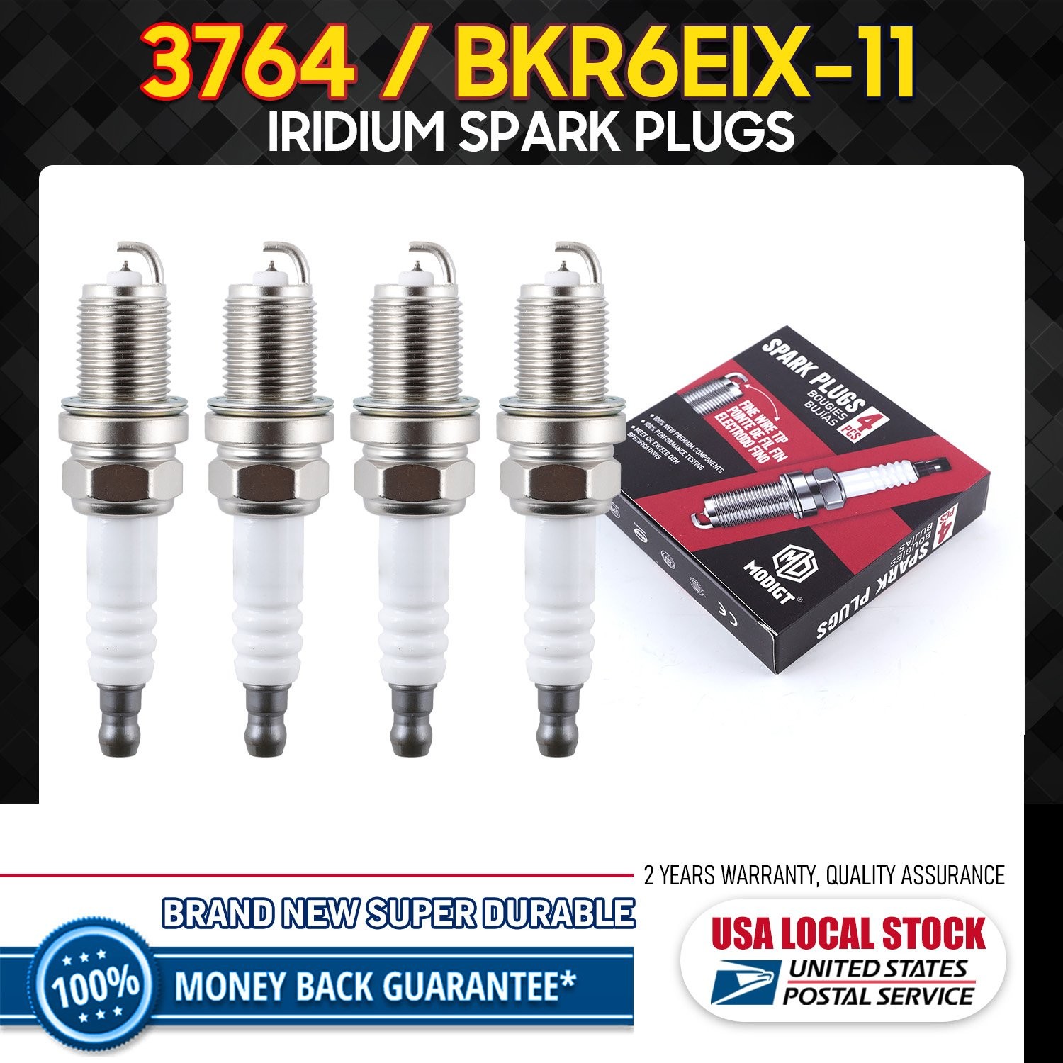 4Pcs Premium OEM Replacement For NGK BKR6EIX-11 3764 Iridium  Spark Plugs NEW