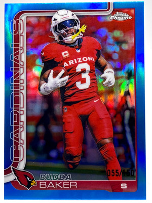 BUDDA BAKER SSP SERIAL #/150 TRUE BLUE REFRACTOR / 2025 TOPPS CHROME #8