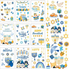 Hanukkah Window Clings Decorations for Home - 9 Sheets Jewish Menorah Chanukah W