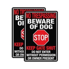 GicnKeuz Beware Of Dog Signs for Fence, 12" 8" No Trespassing Keep Gate Clo