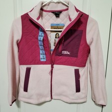 Eddie Bauer Girls Colorblock Polar Fleece Zipper Jacket Pink Size Small 6/6X NWT