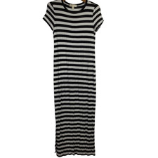 Michael Michael Kors Striped Maxi Dress Short-Sleeve White Black Size Medium