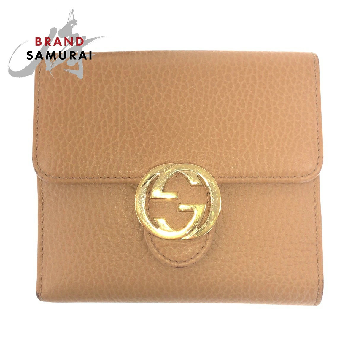 Gucci Beige Leather Interlocking Compact Wallet W… - image 1