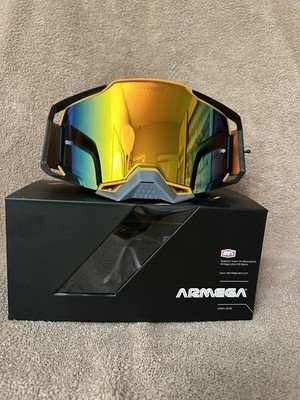 Extra Clear Lens and Tear Offs 100% Black/Orange Armega HiPer Goggles Mirrored