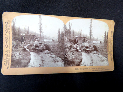 Gold Prospectors at Claim 29, Klondike Alaska Griffith Stereoview 1909 Rare