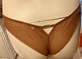 NEW Aubade Half Cup Bra 36D Tanga SMALL Rules of Attraction Golden Shadow  $268