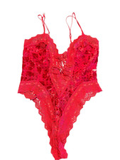 Victoria s Secret Gold Label 90 s vintage Red Lace velvet Teddy Bodysuit Small