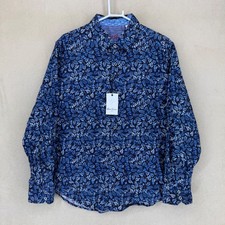 Robert Graham Mens Hennepin Blue Floral Classic Fit Button Down Shirt XL