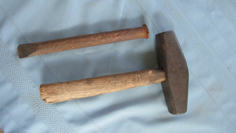 1890s Fayettte Plumb 3 1/2 Pound Stamped Underground Miners Drill Hammer & Drill
