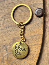 Gold I LOVE YOU Key Chain. Two Sided. Great Gift.