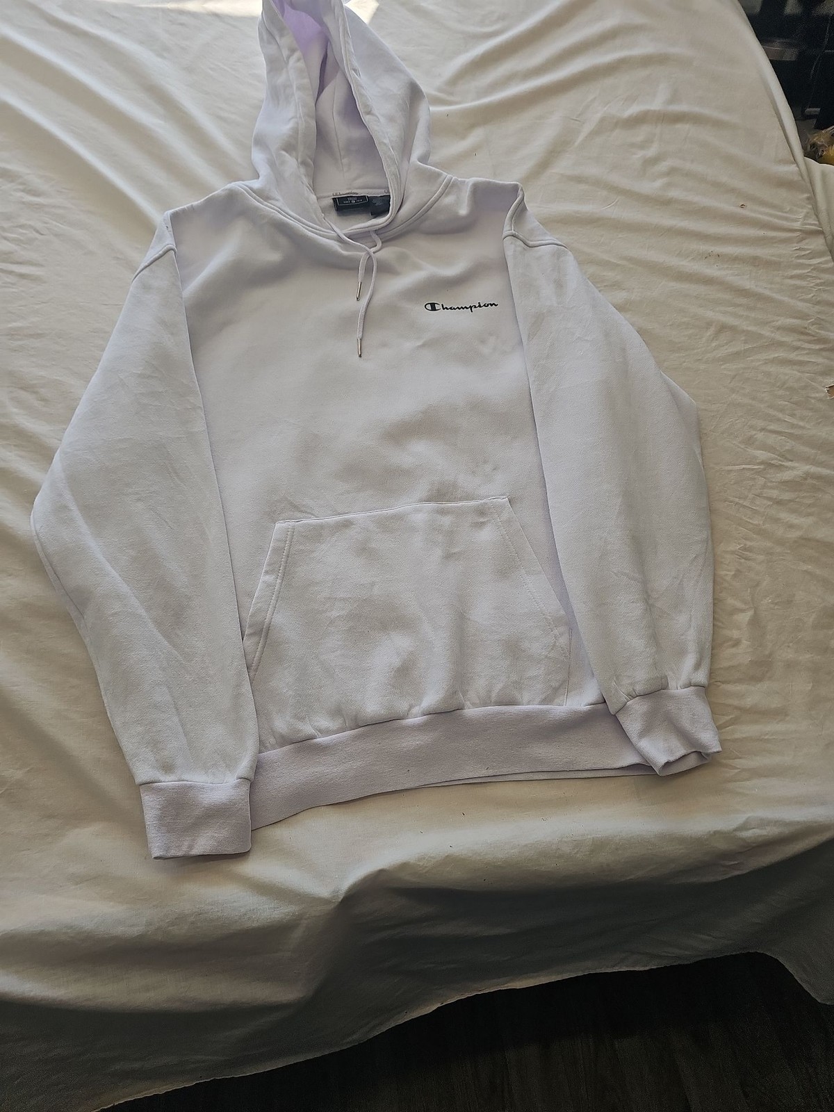 Champion Classic White Script Logo Pullover Hoodie Xl Z898 image 3