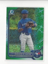 2022 Bowman Chrome Prospects Green Shimmer #25 Rikelvin De Castro Blue Jays /99
