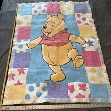 Vtg Beacon Winnie the Pooh Baby Blanket Patchwork Pooh90s Butterfly Dot Stars