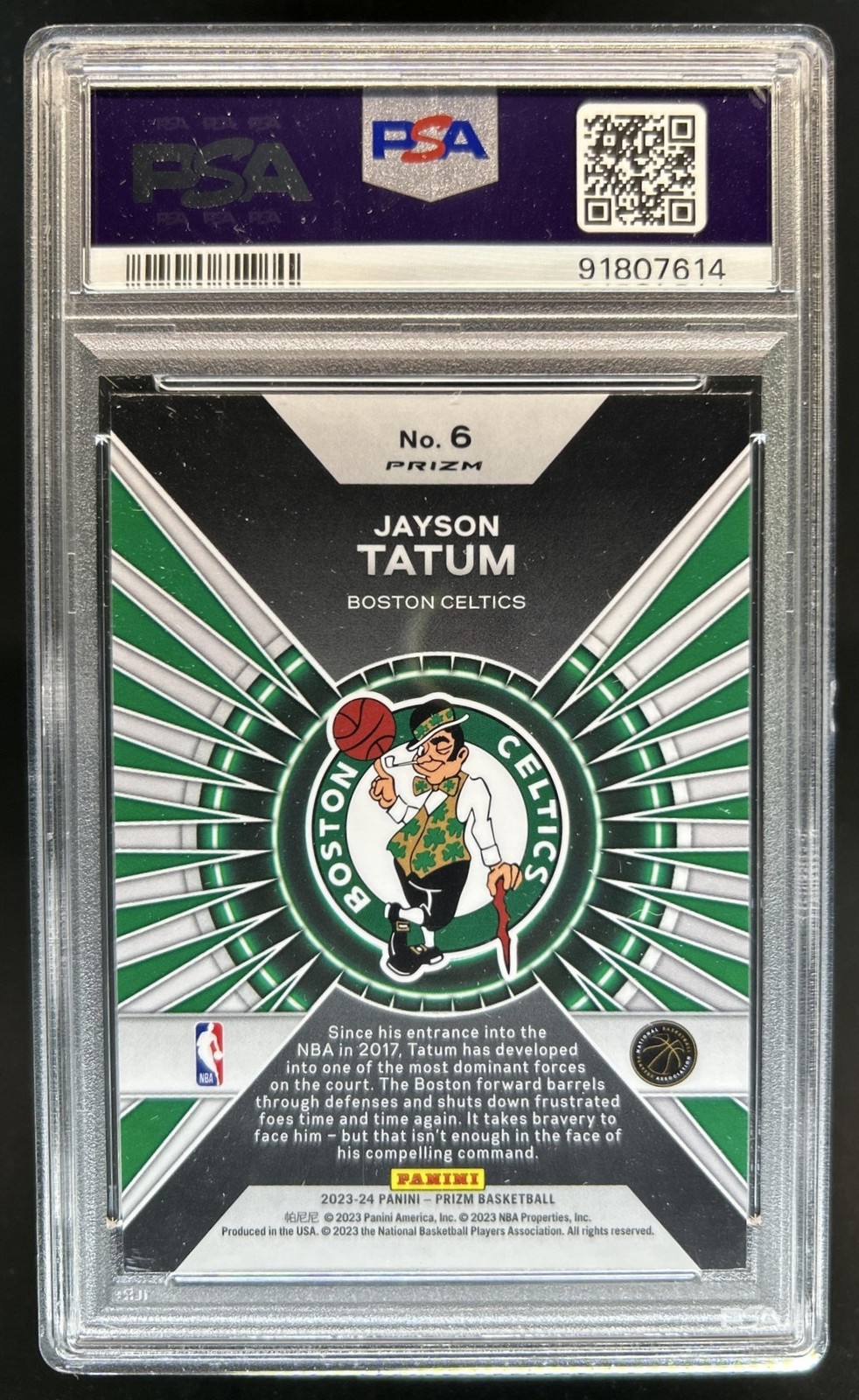 2023-24 Panini Prizm Jayson Tatum Dominance Prizm Silver #6 Celtics PSA 10 view 2