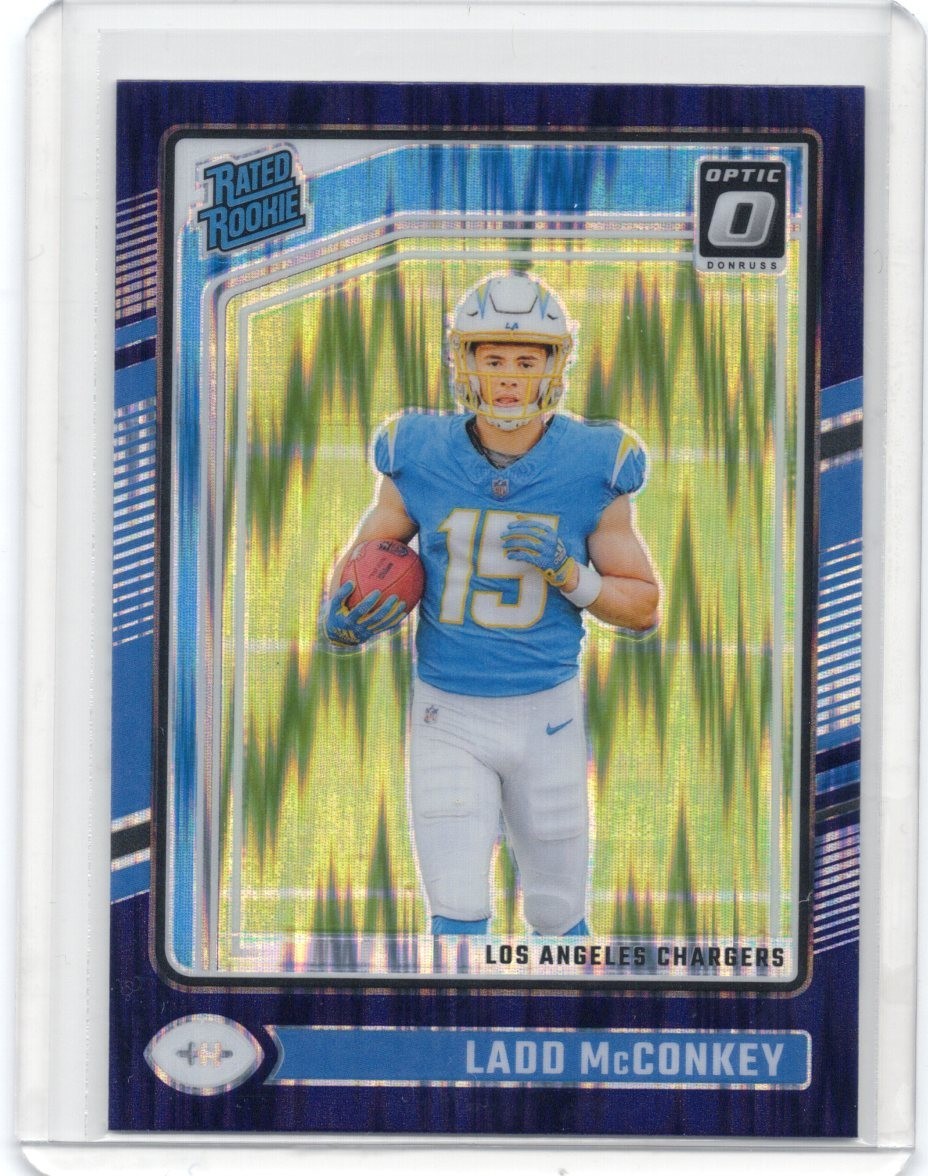 2024 Donruss Optic Ladd McConkey Purple Shock Rated Rookie #266 Chargers SP