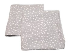 Set of 2 Grey White Flannel Pillowcases W/little Snowflakes 20 X 38 King