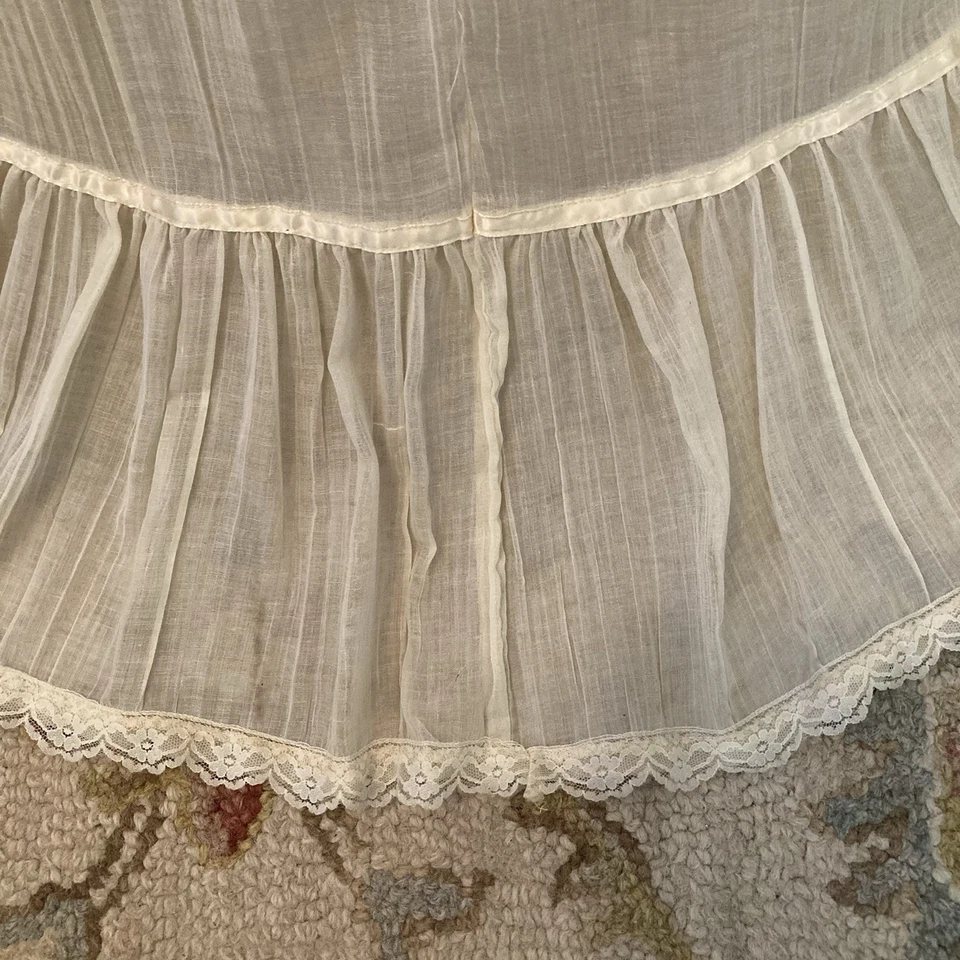 VTG 70s Gunne Sax Wedding Dress By Jessica Gauze Ivory Lace Bodice Hippie Boho - Image 4 of 4