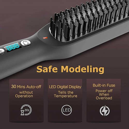 Cepillo Alisador Plancha Mini Portátil Pequeña Eléctrica Para Cabello Y Barba - Imagen 7 de 9