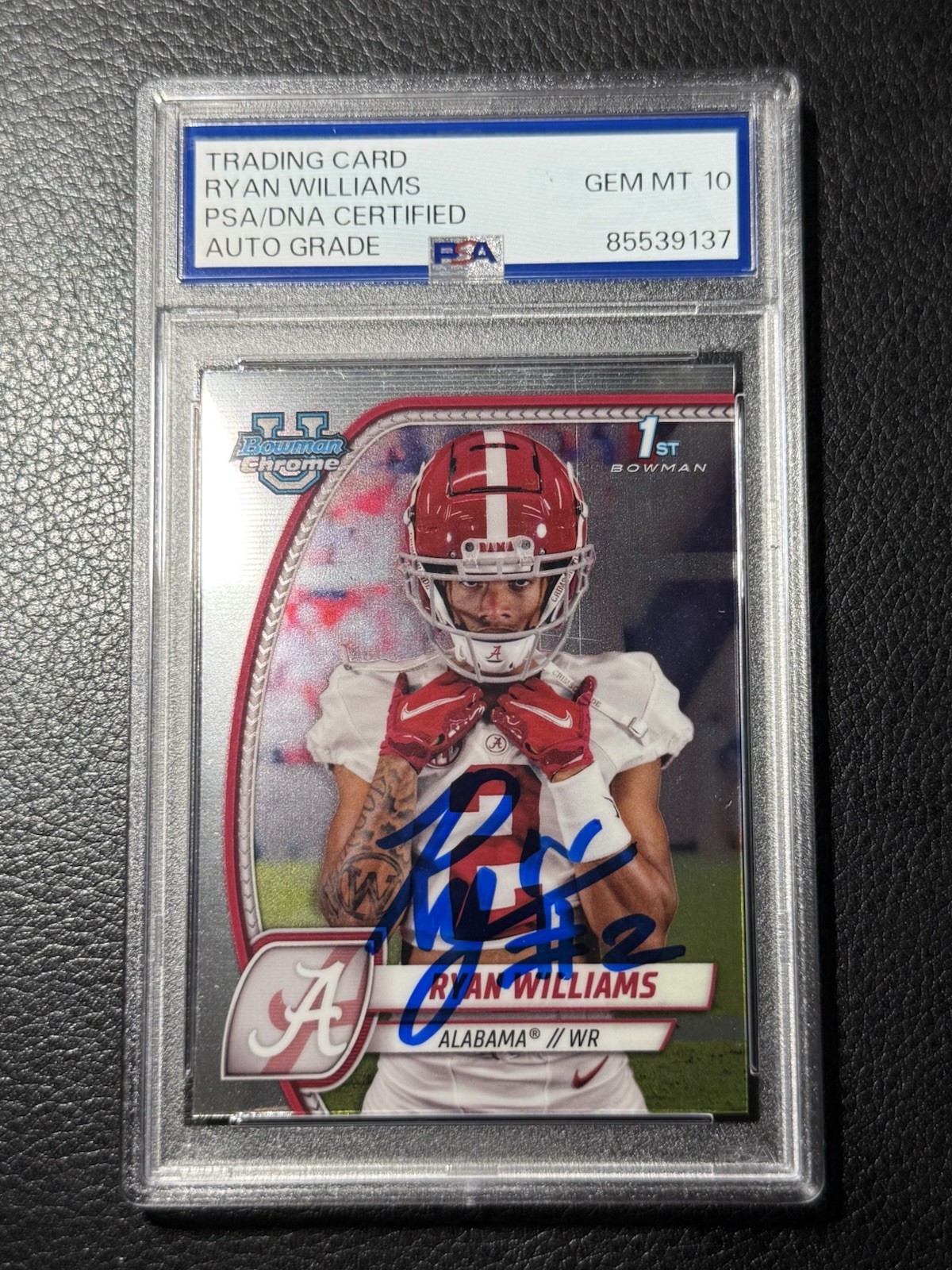 2024 Bowman Chrome University Ryan Williams GEM MINT PSA 10 Auto 1st Signed Card