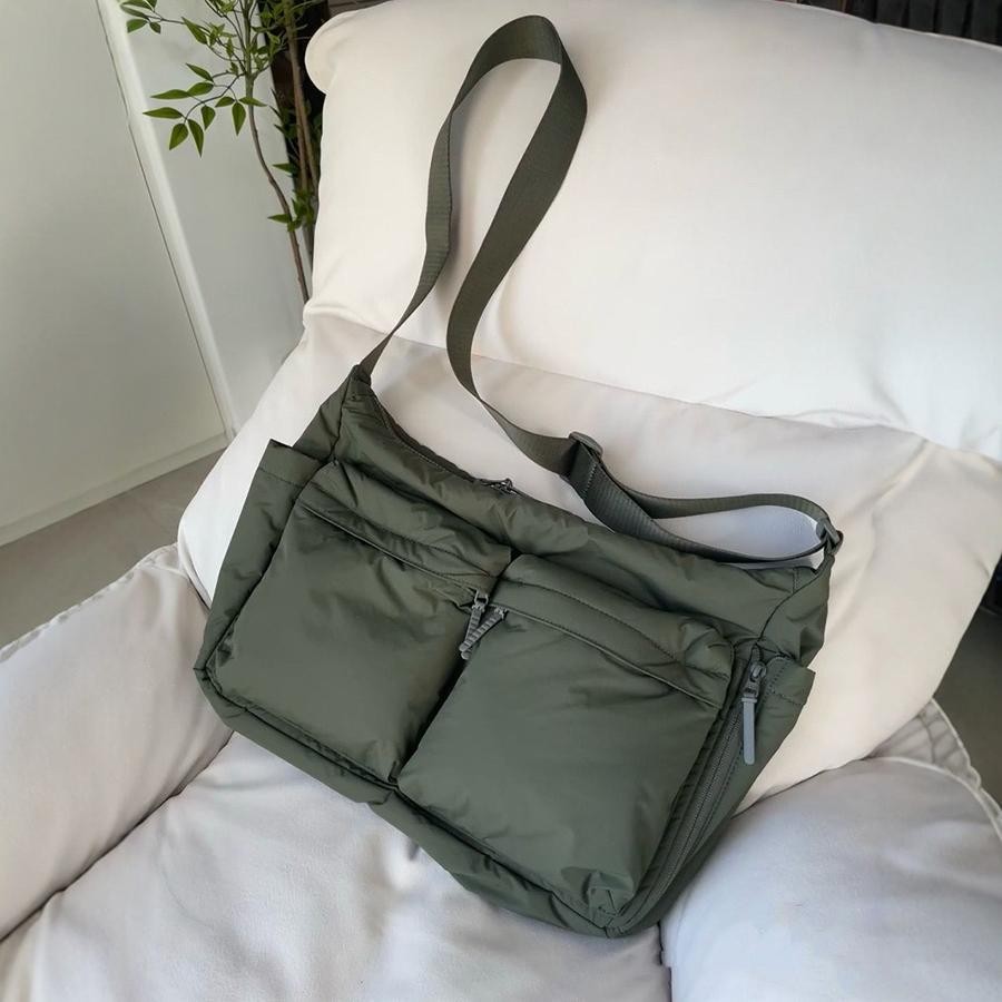 Stylish Women Multi Pocket Messenger Bag Nylon Shoulder Crossbody Handbag Large