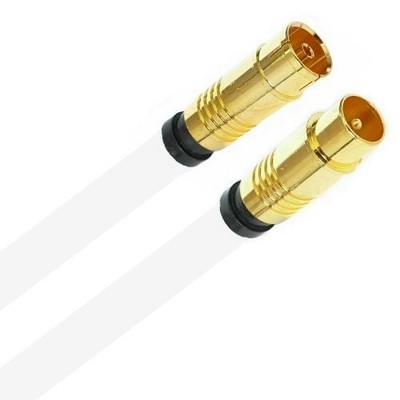 Antennenkabel TV Kabel 135 dB HD 4K Koaxial Kupplung / Koaxial Stecker Weiß Gold
