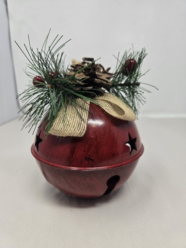 Christmas Oversized Red Bell Hanging Pinecones Berries & Twigs Holiday Decor - Imagen 5 de 10