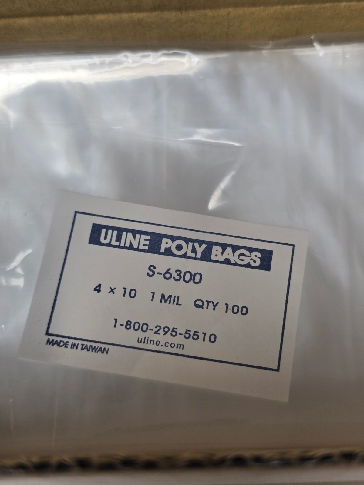 Uline Poly Bags S-6300 4" X 10" 1 Mil Clear Plastic Bags QTY 600