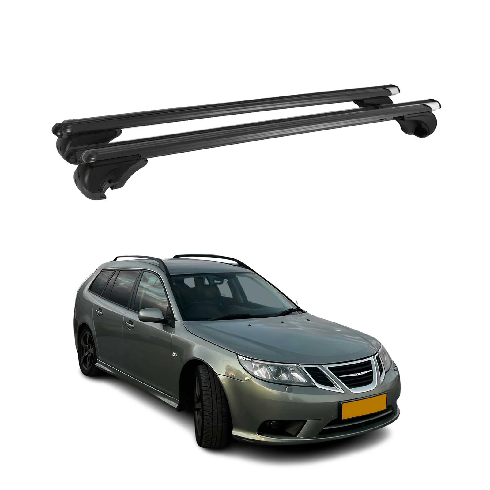 Barres de toit en aluminium noir premium pour le SUV Saab 9-4X
