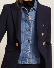 Veronica Beard Denim Slate Dickey Blue Wash Collard Dickey New with Tag 200