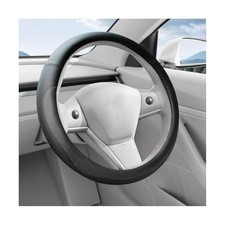 Car Steering Wheel Cover, 15 Inch Leather Anti-Slip Breathable Vehicle Black