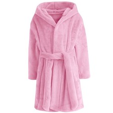 RUOGU Kids Bathrobe Hooded Plush Fleece Robe for Girls Boys 9-10 Years, Pink