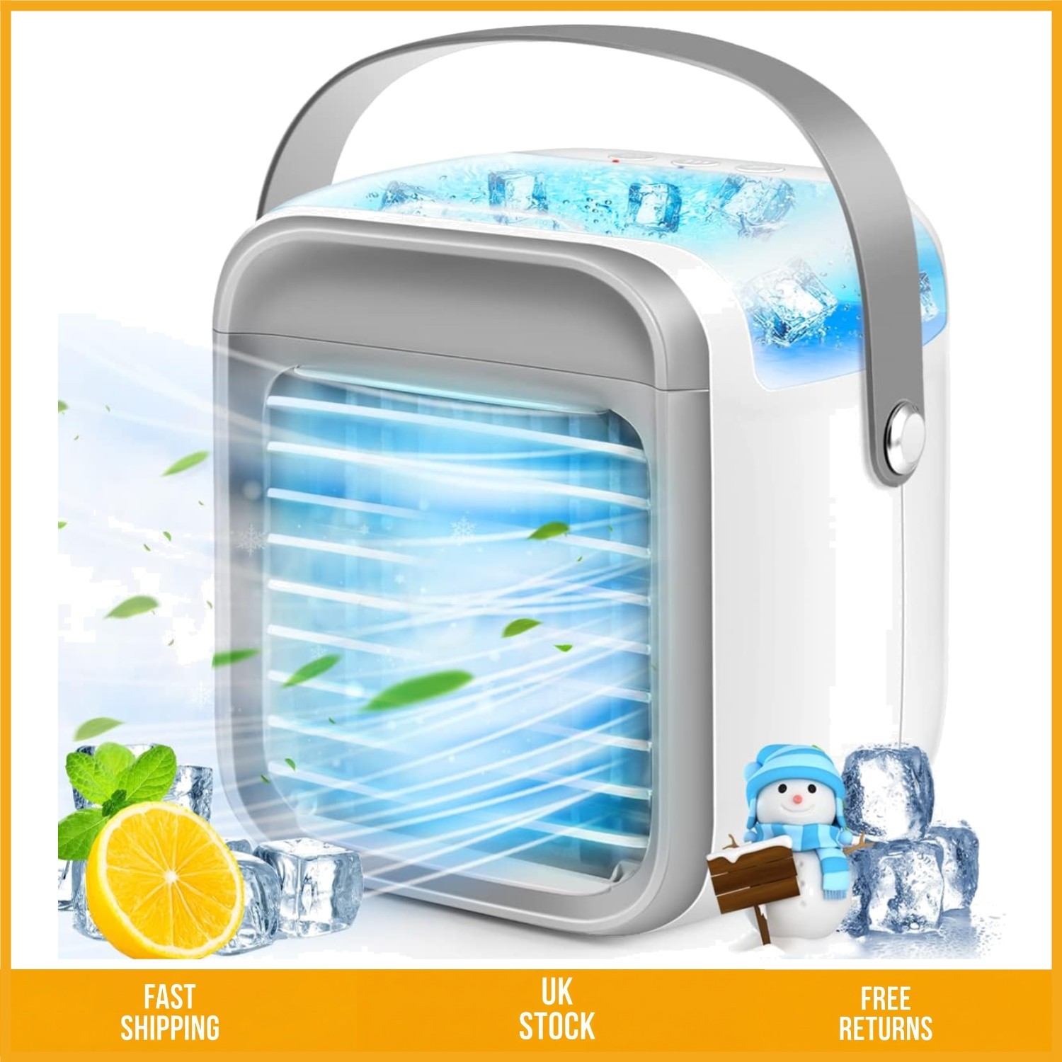 Quiet 3-in-1 Portable Air Conditioner Fan Dehumidifier with 7 Lights 300ml