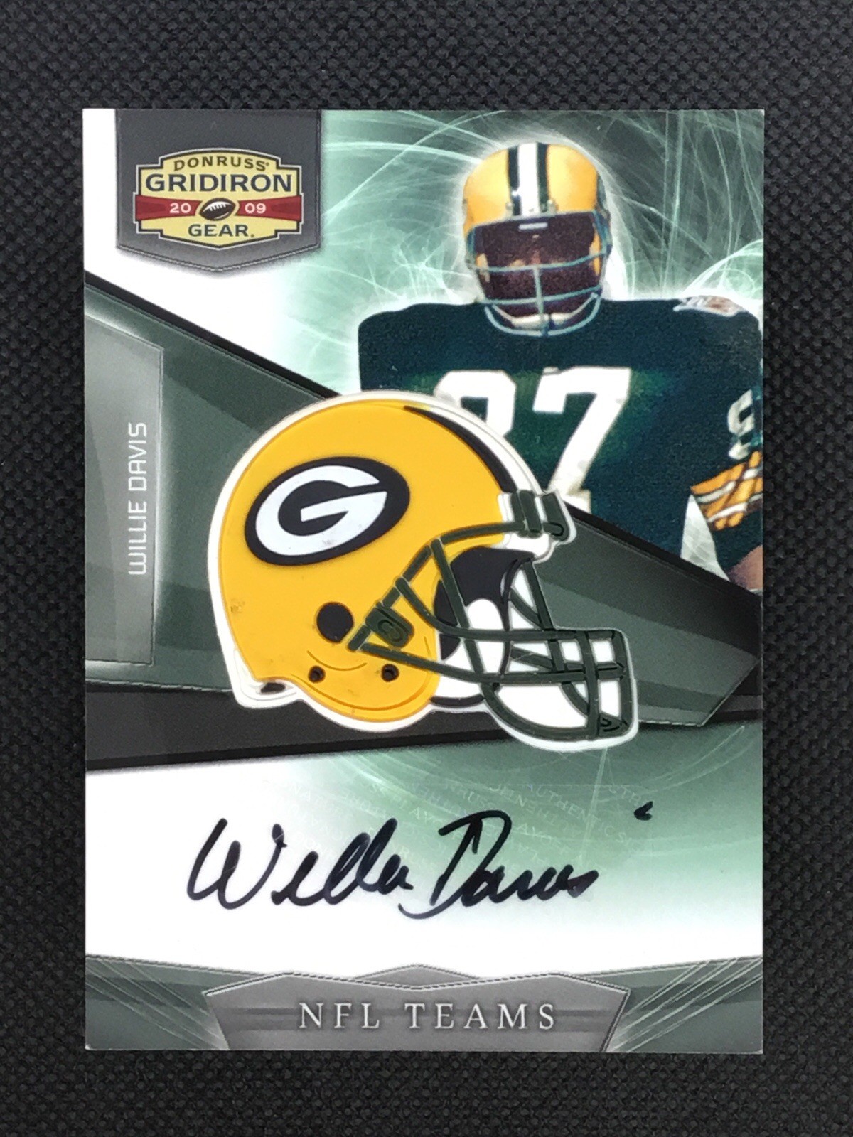 2009 Donruss Gridiron Gear #6 Willie Davis Packers HOF HELMET AUTO 98/98 Bookend