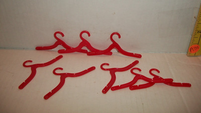 Vintage BARBIE MATTEL HANGERS LOT OF 8 PIECES ALL RED NO DAMAGE A35