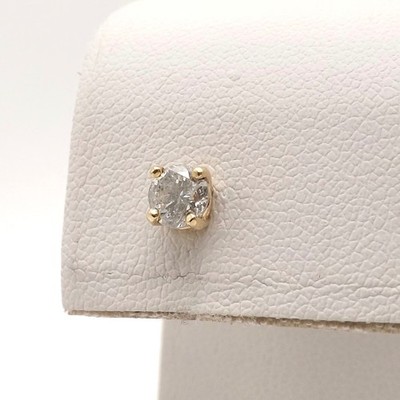 Massiver 14k Gelbgold runder natürlicher Diamant ein einzelner Ohrstecker