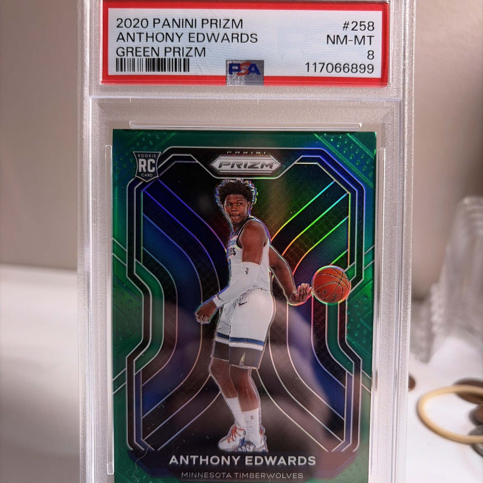 2020-21 Panini Prizm - Anthony Edwards #258 Green Prizm (RC) PSA 8 🔥🔥